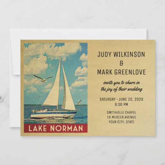 Lake Norman Wedding Einladung Sailboat (Vorderseite)