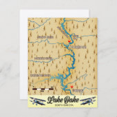 Lake Oahe South Dakota Karte (Vorne/Hinten)