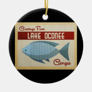 Lake Oconee Georgia Blue Fish Vintage Reisen Keramik Ornament