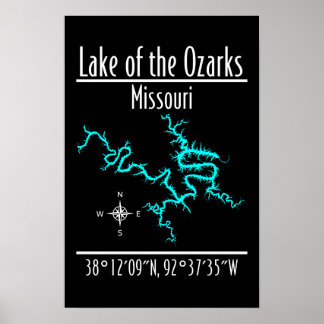 Lake of the Ozarks Missouri Koordinaten Karte Post Poster