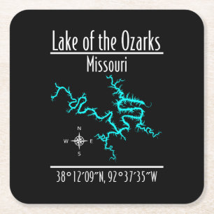 Lake of the Ozarks Missouri Koordinaten Untersetze Rechteckiger Pappuntersetzer