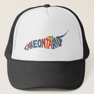 Lake Ontario-Letterform-Karte Schwarz-Weiß-Mütze Truckerkappe