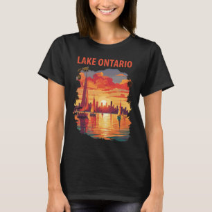 Lake Ontario Skyline Sonnenuntergang Retro Reise T-Shirt