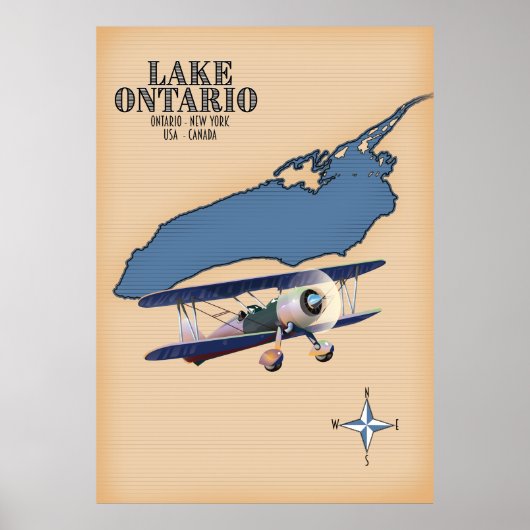 Lake Ontario USA Kanada Karte Poster (Vorne)
