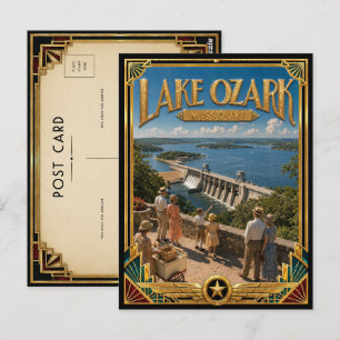 Lake Ozark Missouri Vintage Art Deco Goldenes Zeit Postkarte