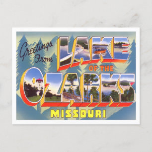 Lake Ozarks, Missouri Vintage Große Buchstaben Pos Postkarte