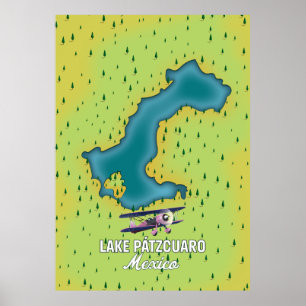 Lake Pátzcuaro Mexico Lake Map Poster