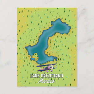 Lake Pátzcuaro Mexico Lake Map Postkarte