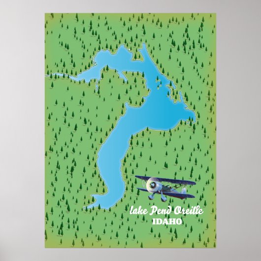 Lake Pend Oreille Idaho Karte Poster (Vorne)
