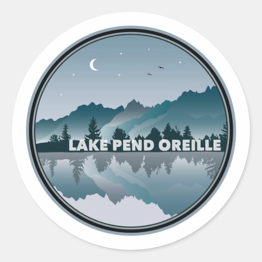 Lake Pend Oreille Idaho Reflektion Runder Aufkleber (Vorderseite)