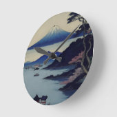 Lake, Pine and Mountain - Japan Runde Wanduhr (Winkel)
