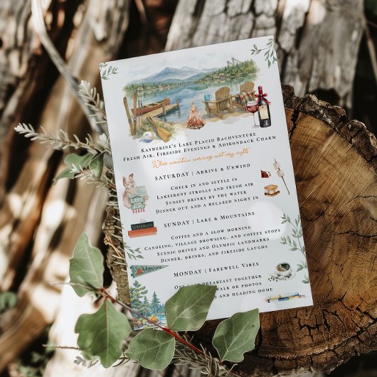 Lake Placid Bachelorette Weekend Itinerary  Einladung