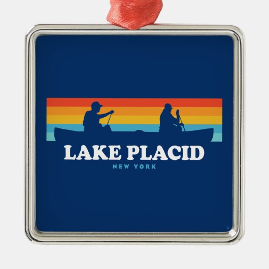 Lake Placid New York Canoe Ornament Aus Metall (Vorne)