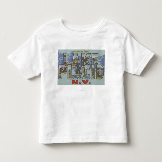 Lake Placid, New York - große Buchstabe-Szenen Kleinkind T-shirt (Vorderseite)