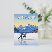 Lake Placid New York Ice Skaten Travel Postkarte (Stehend Vorderseite)