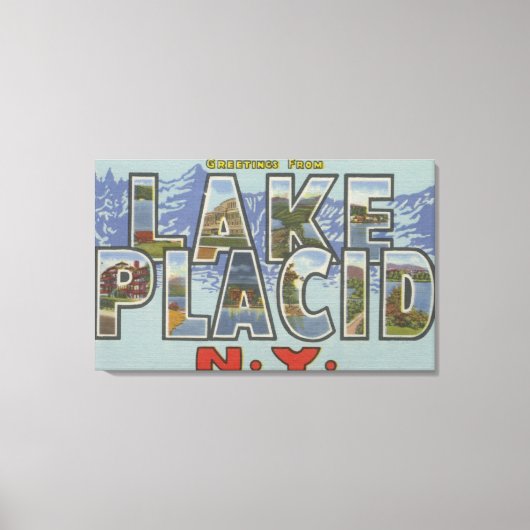 Lake Placid, New York - Large Letter Scenes Leinwanddruck (Vorderseite)