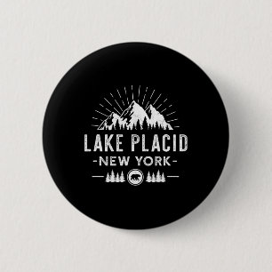 Lake Placid New York - Mountain Skiing Wanderfisch Button