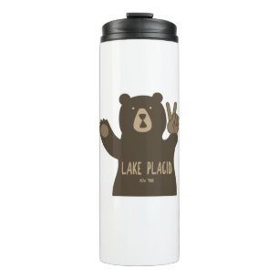 Lake Placid New York Peace Bear Thermosbecher