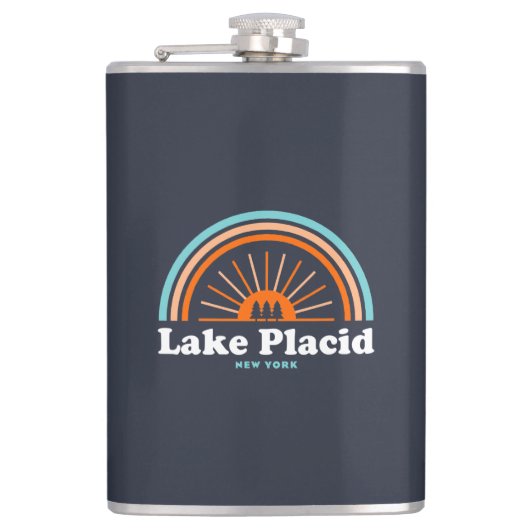 Lake Placid New York Rainbow Flachmann (Vorderseite)
