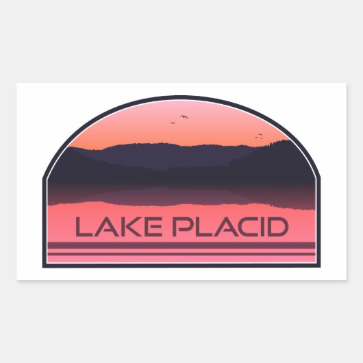 Lake Placid New York Red Sunrise Rechteckiger Aufkleber (Vorderseite)