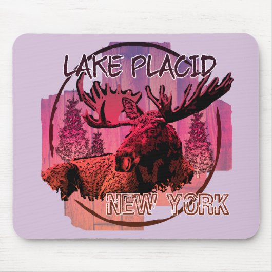 Lake Placid New York rustikale Elch Mousepad (Vorne)
