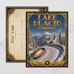 Lake Placid New York Vintage Art Deco Goldene Ära Postkarte