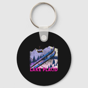 Lake Placid Ski - Vintage-Stil Lake Placid Skifahr Schlüsselanhänger