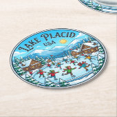 Lake Placid USA Runder Pappuntersetzer (Angewinkelt)