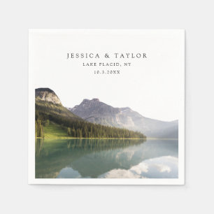 Lake Placid Wedding Custom Foto Cocktail Napkins Serviette