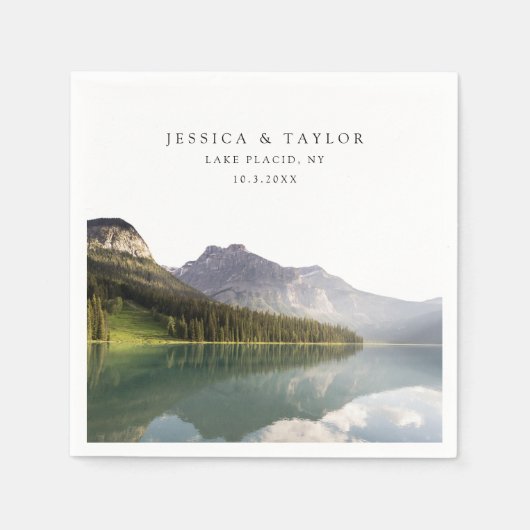 Lake Placid Wedding Custom Foto Cocktail Napkins Serviette (Vorderseite)