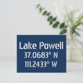 Lake Powell AZ Latitude Longitude Postkarte (Stehend Vorderseite)