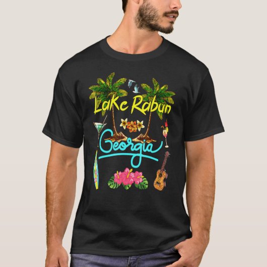 Lake Rabun Georgia Beach Summer Palm Surf Sun Set T-Shirt (Vorderseite)