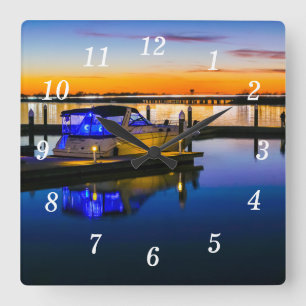 Lake Ray Hubbard Rockwall TX Sunset Wall Clock Quadratische Wanduhr