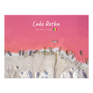 Lake Retba, Senegal - Rosa See Boote Fotodruck