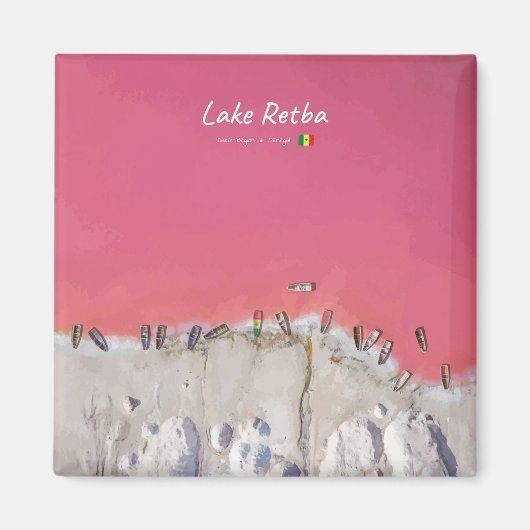 Lake Retba, Senegal - Rosa See Boote Magnet (Vorne)