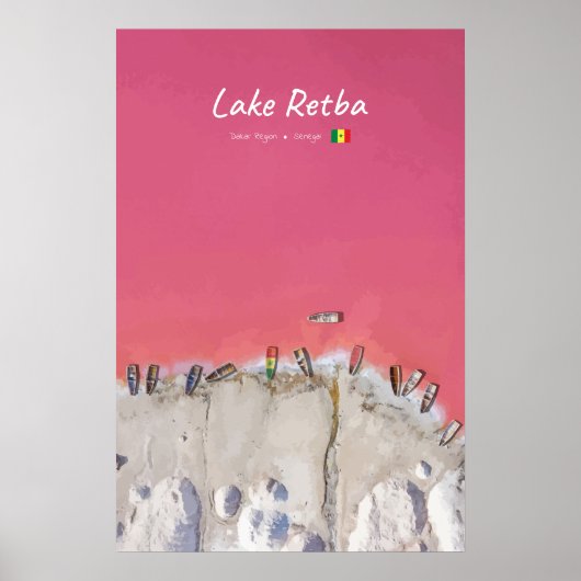 Lake Retba, Senegal - Rosa See Boote Poster (Vorne)