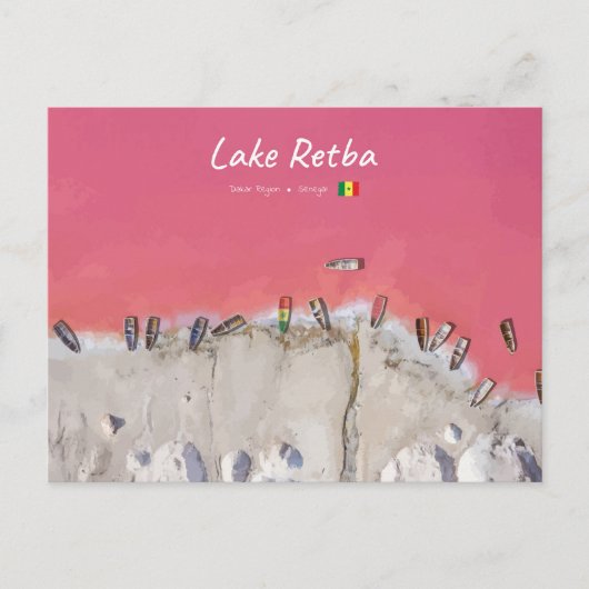 Lake Retba, Senegal - Rosa See Boote Postkarte (Vorderseite)