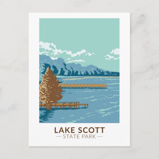 Lake Scott Staat Park Kansas Vintag Postkarte (Vorderseite)