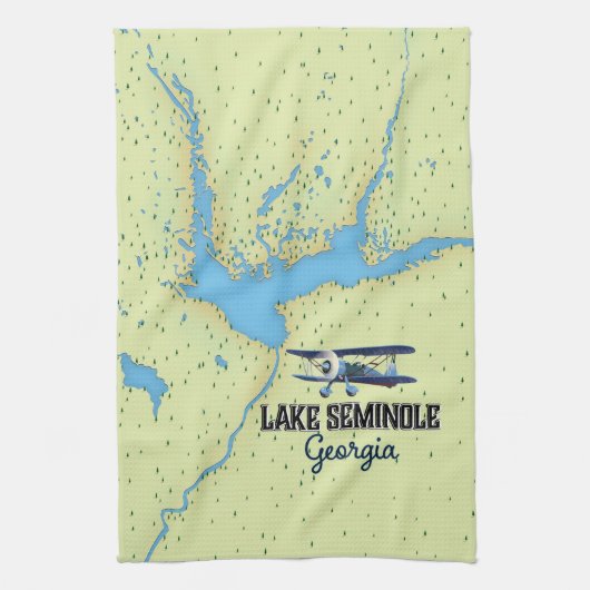 Lake Seminole Georgia Map Poster Geschirrtuch (Vertikal)