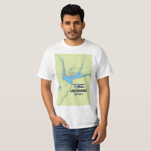 Lake Seminole Georgia Map Poster T-Shirt (Vorne ganz)