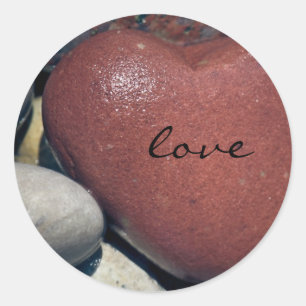 Lake Shore Red Heart Stone Runder Aufkleber