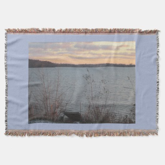 Lake Shore Sunset Blanket Decke (Vorderseite)