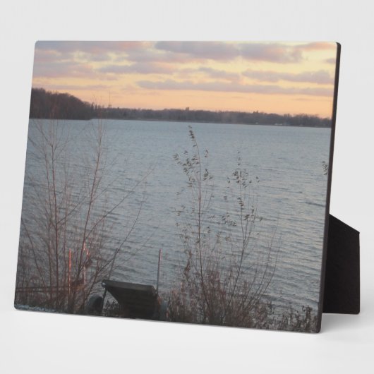 Lake Shore Sunset Plaque Fotoplatte (Seite)