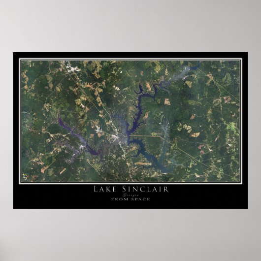 Lake Sinclair Georgia Satellite Poster Karte (Vorne)