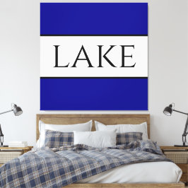 LAKE Sporty Bold Navy Blue White Summer Strips Leinwanddruck