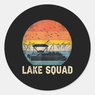Lake Squad Vintage-Pontonboot-Kapitän Sommer-Vibes Runder Aufkleber