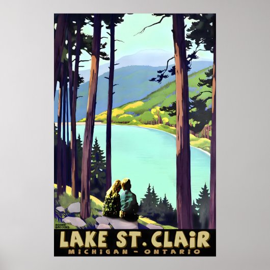 Lake St. Clair Michigan Ontario Girl and Boy Poster (Vorne)