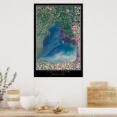 Lake St Clair Michigan - Ontario Satellite Karte Poster (Küche)
