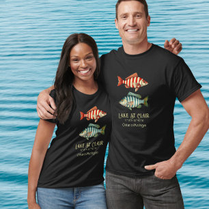 Lake St. Clair Ontario Michigan Schifffahrt Fisch T-Shirt