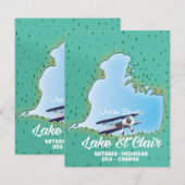 Lake St Clair USA Kanadische Seekarte (Vorne/Hinten)